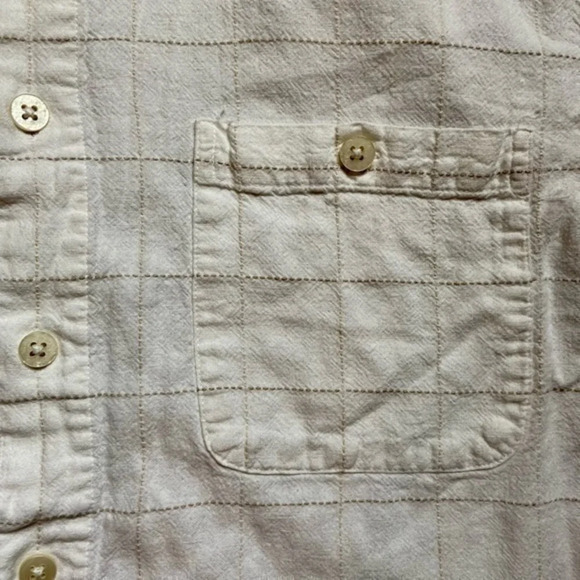Marc Edward white tan window pane button up linen shirt preppy casual beach XXL - Picture 6 of 10